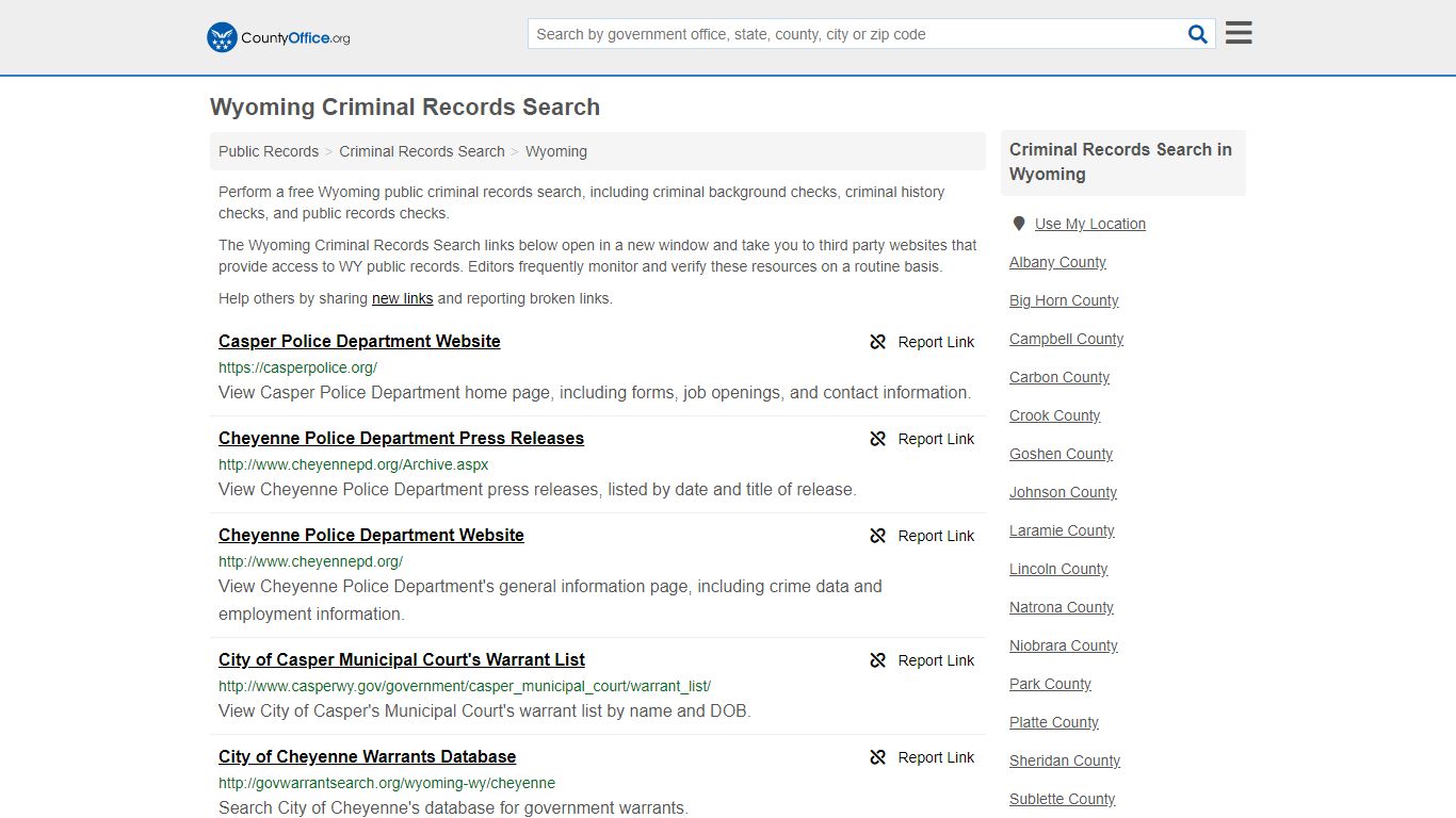 Criminal Records Search - Wyoming (Arrests, Jails & Most ...